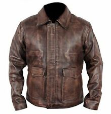 Mens Indiana Jones Harrison Ford Distressed Brown Genuine Cowhide Leather Jacket