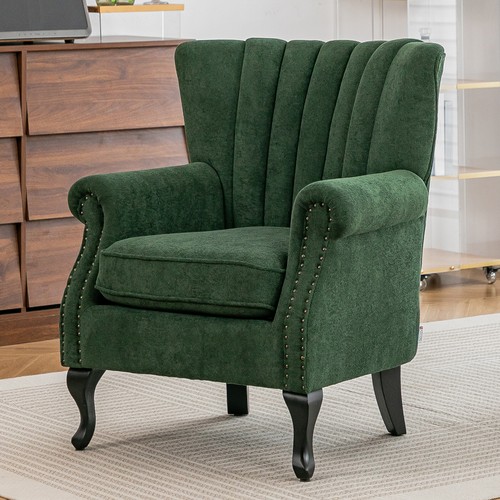 Chenille wing back armchair - wing,
