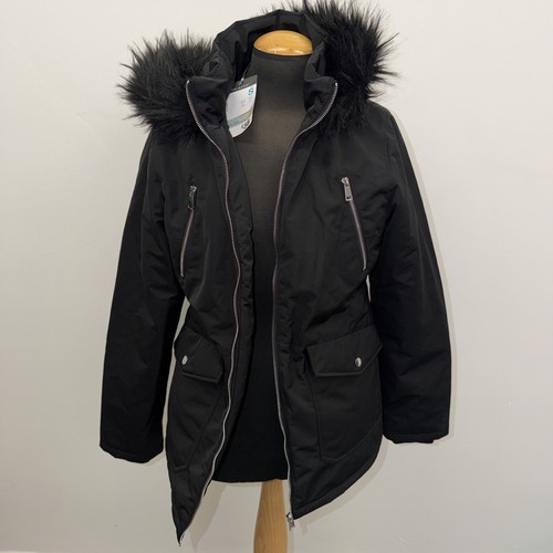Primark black parka coat faux - primark,