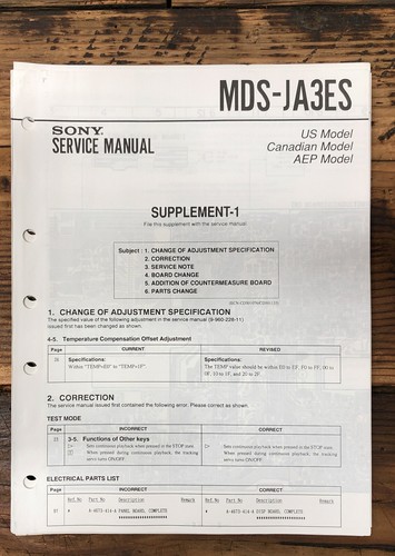Sony mds ja3es - mds-ja3es, minidisc