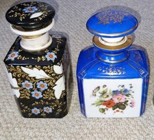 2 Large Paris French Porcelain Scent / Perfume Flask Bottles Sevres Style