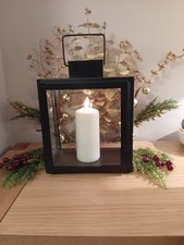 PACK OF 2 Brand New Boxed, Large Black Metal &Glass Lanterns By House Beautiful