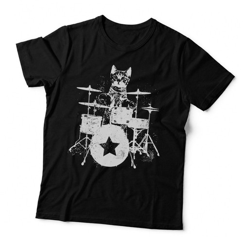 Cat playing drums shirt - cat, t-shirt