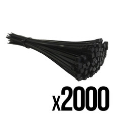 Black CABLE TIES 300MM BULK STRONG NYLON LONG PLASTIC ZIP WRAP HEAVY DUTY x2000