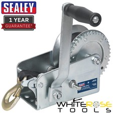 Sealey Geared Hand Winch 900kg Capacity with Webbing Strap Garage Workshop