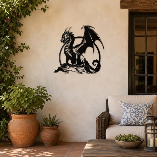 Impressive metal dragon wall - metal,