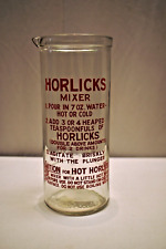 Vintage Horlicks Advertising Glass Mixer Made in England Red Lettering Retro