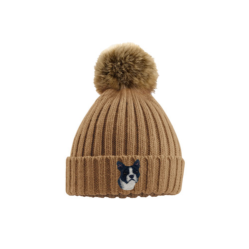 Boston terrier embroidered pom - terrier,