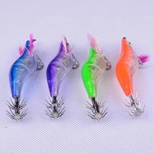 4Pcs Luminous Shrimp Lure Squid Night Fishing Squid Jigs Lures Bass Bait