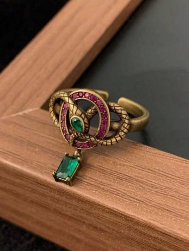 Retro snake rhinestone ring - retro,