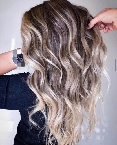 Ash brown wave hair with - wave,