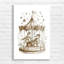 Enchanted Carousel Horse Sepia