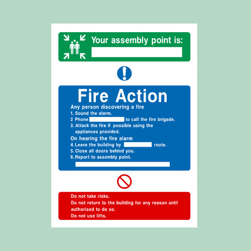Fire action assembly point - fire,