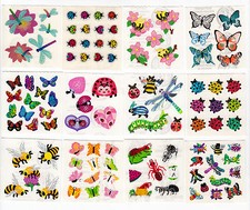 Vintage Sandylion Bug & Butterfly Stickers Glitter Prism Kromekote - You Choose
