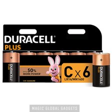 6x DURACELL C Plus Power