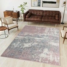 Blush Pink Grey Abstract Rug
