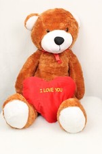 EXTRA LARGE PLUSH TEDDY BEAR beige for present gift christmas free heart cushion