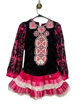 Black Velvet Pink Celtic Knot Irish Step Dress Sequins Rhinestones Solo Dance