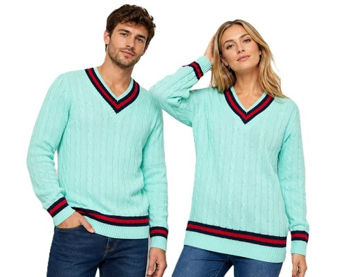 Unisex cable knit neck - v,