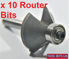 PACK OF 10x 1/4" TCT Router Cutter Bit Guided Chamfer 30mm Diameter 12.7mm Depth