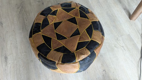 Moroccan leather pouffe - moroccan,