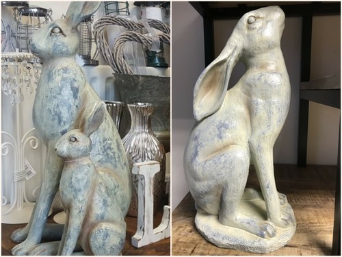 Grey blue hare ornament large - blue,