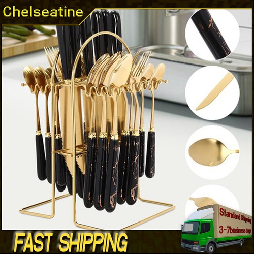 Pieces flatware set golden - flatware,