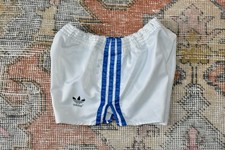 Vtg 70s Adidas White & Blue Shiny Nylon Glanz Sprinter Shorts Small W28-W30