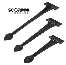 Black Antique Spear Tee Hinge Arrow Head Ornate Cast Iron Door/Gate Hinge Pair