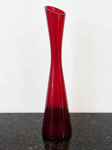 Ruby red art - vase, signed