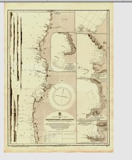 ADMIRALTY CHART No.1287. CHARLES DARWIN, FITZROY, VOYAGE of the HMS BEAGLE 1836 