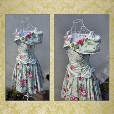 Beautiful Size 10 Vintage Green Floral Off Shoulder Alternative Wedding Dress