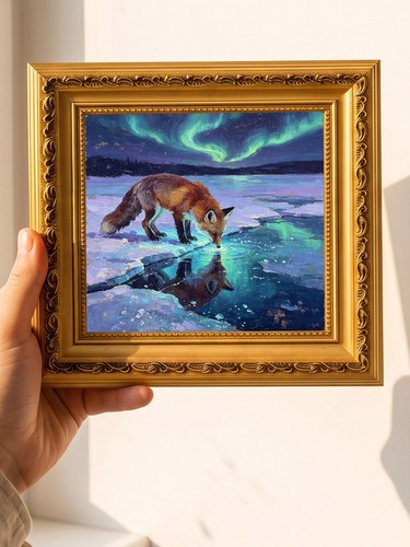 Aurora red fox original - fox, oil