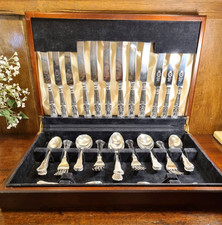 EXC RARELY USED Silver Plate "KINGS" 44 pc CANTEEN/CUTLERY SET for 6 QUALITY BOX