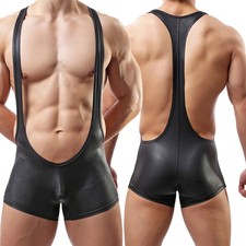 New Black Pvc Leather Men's