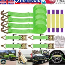 4x Wheel Ratchet Strap Recovery Transport Trailer Car Van Truck Vehicle Tie Down