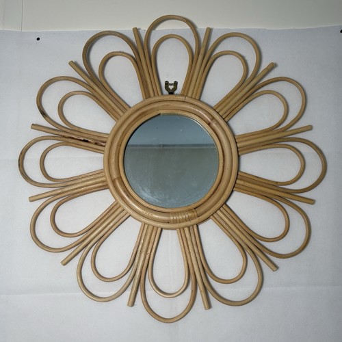 Round woven rattan - rattan, mirror