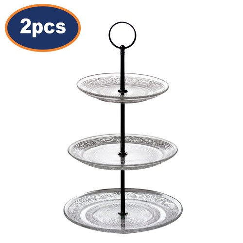 2pc tier glass cake - 2pc,