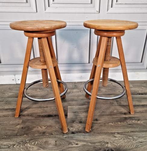 Vintage adjustable bar stools - adjustable,