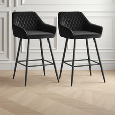 2/4X Bar Stools Velvet Metal