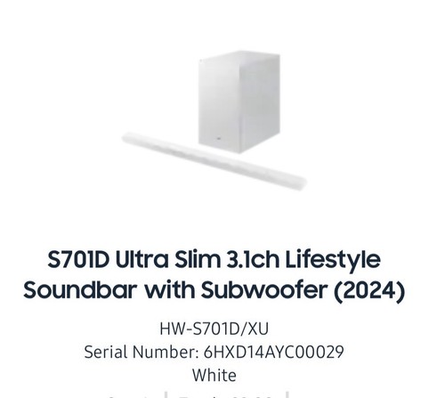 Samsung s701d 2024 1ch - 2024, white