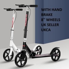 Folding Kick Scooter 2 Big Wheels Teens Adult Ride On WITH HAND Brake UKCA NEW