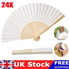 24Pcs Folding Hand Fans White