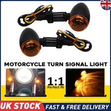 2xBullet LED Mini Motorcycle Turn Signals Amber Light Indicators Lamp Amber Lens
