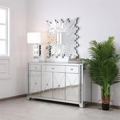 Silver crystal mirrored modern - silver,