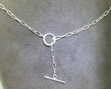 Silver Necklace T Bar Pendant