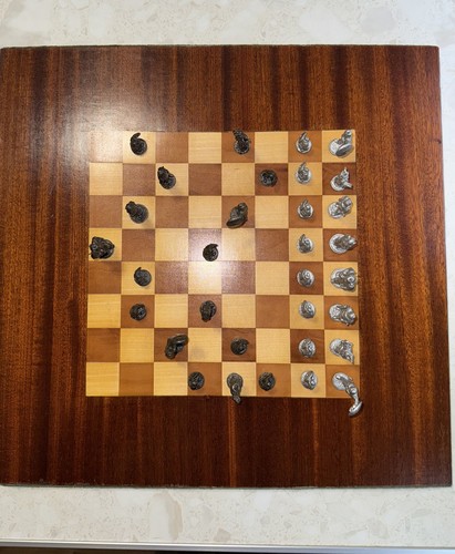 Vintage pewter chess set - vintage,