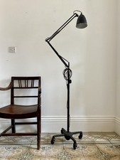 A Type 75 Anglepoise Industrial Floor Lamp with Trolley Base PAT, rewired C1930s