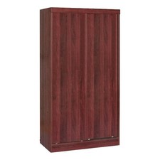 Better Home Products Modern Wood Double Sliding Door Wardrobe in Mahogany