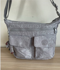 Kipling Monissa Large Shoulder Bag In Floral Sketch Grey & Silver New